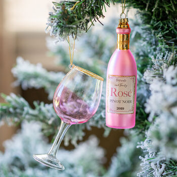 Rose wine christmas tree ornament