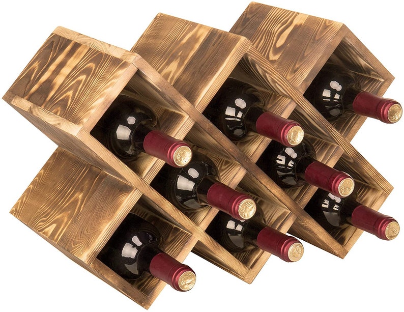 8 bottle hexagon wine rack from etsy