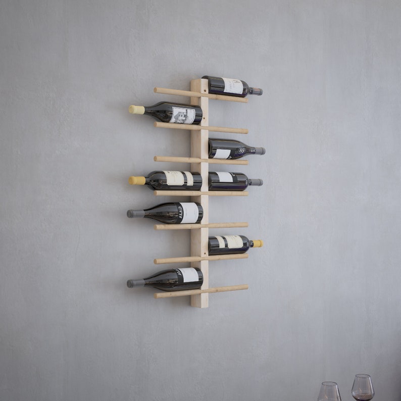 wall mounted 14 bottle wine rack from etsy