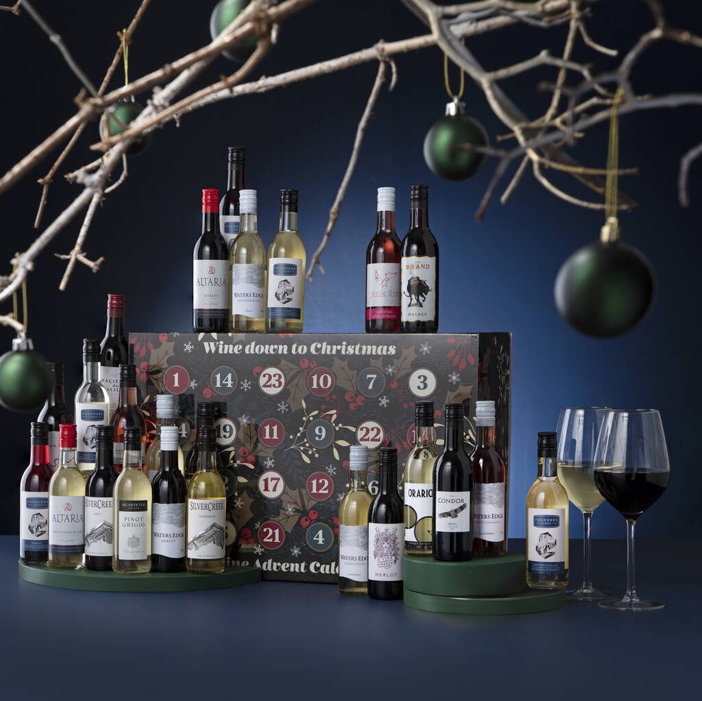 Wine down to Christmas boozy advent calenar from Little Boys room for sale on Not on The high Street top pocik alcoholi advent calendar from Mama Loves A Drink