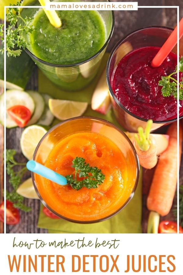 A selection of colorful detox juices